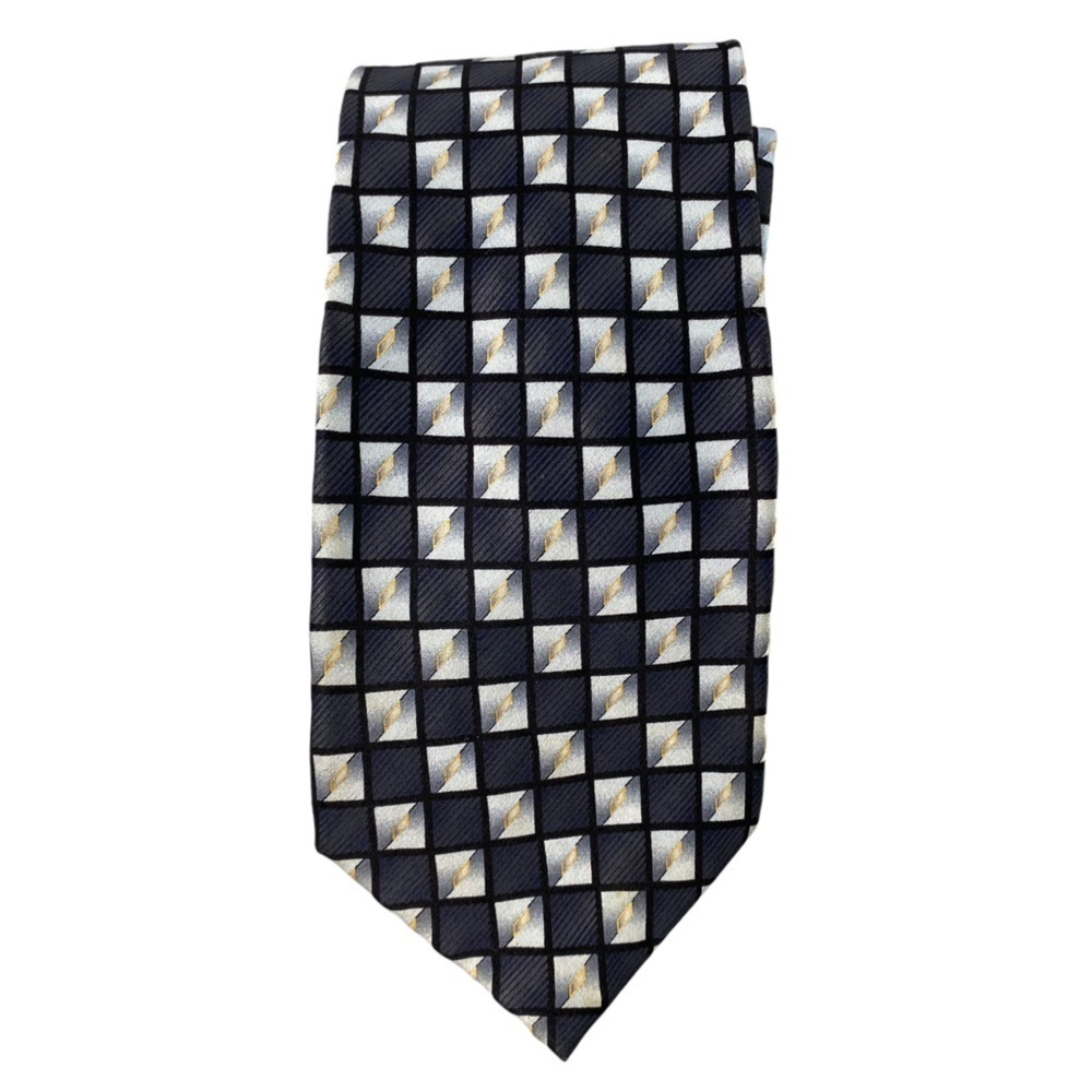 Kilburne & Finch 100% Silk Geodesic Squares Black & Silver Tie